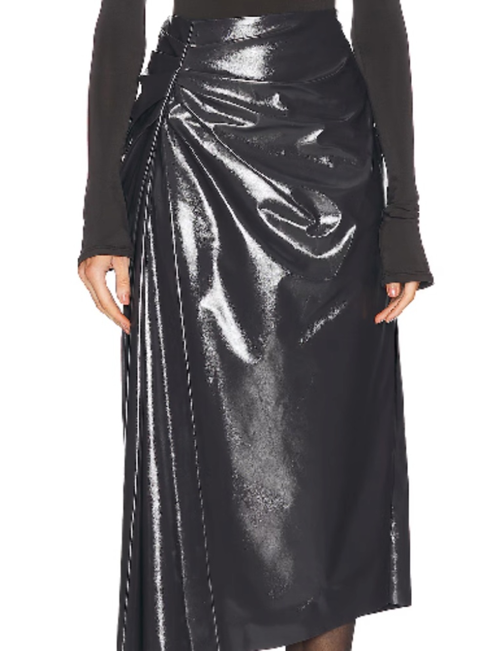 A.L.C. Tessa Midi Skirt in Smoke Brown Classic Style 90's Workwear Evening Sz 4